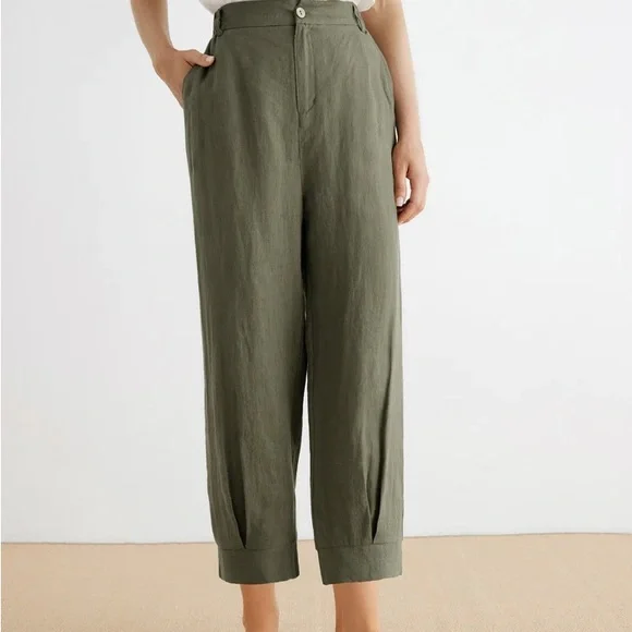 Linen cropped pants - Picture 3 of 7